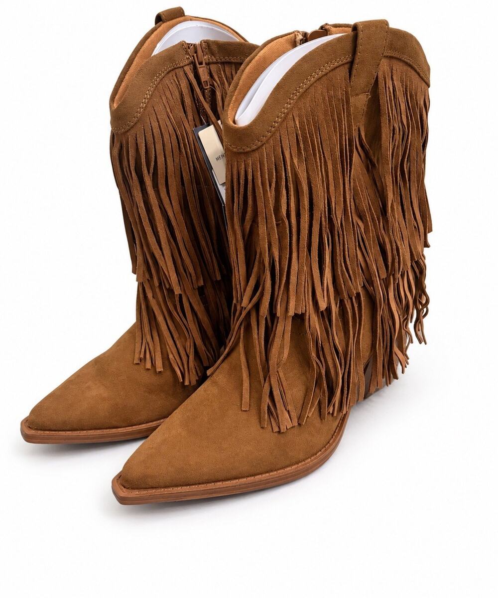 Universal Thread Women’s 9W Brown Fringe Western Cowboy Boots Pointed Toe NWT